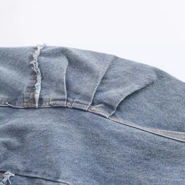 Denim Patchwork Hooded Coat - Image 4