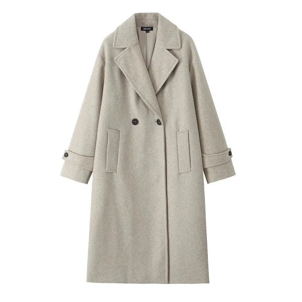 Double-Breasted Pockets Wool Coat - Image 5