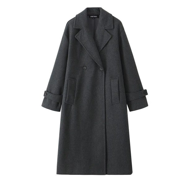 Double-Breasted Pockets Wool Coat - Image 7