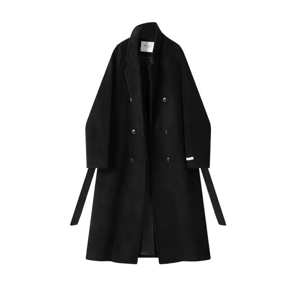 Double-Breasted Wool Coat with Belt - Image 2