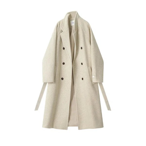 Double-Breasted Wool Coat with Belt - Image 3