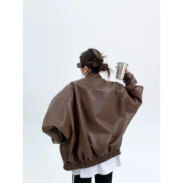 Oversized Faux Leather Jacket - Image 2