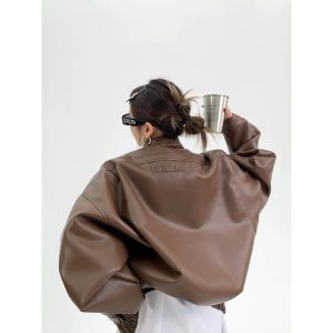 Oversized Faux Leather Jacket