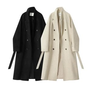 Double-Breasted Wool Coat with Belt