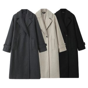 Double-Breasted Pockets Wool Coat