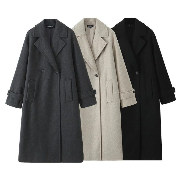 Double-Breasted Pockets Wool Coat