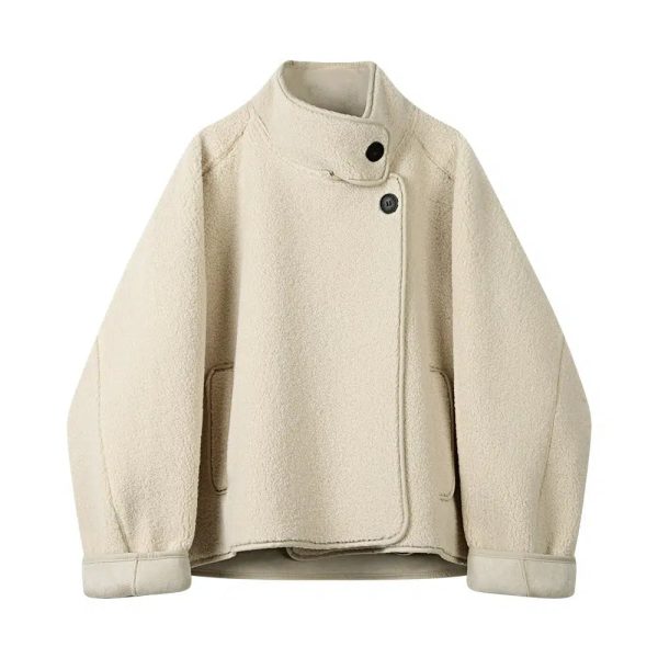 Wool Blend Asymmetrical Coat - Image 3
